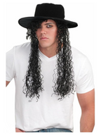 Mens Michael Jackson Hat With Wig by Masquerade