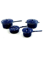 Miniatures Doll House Kitchen Accessory Blue Saucepan Pan Set by Masquerade