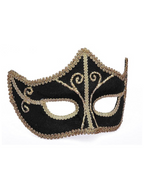 Forum Novelties Venetian Black & Gold Velvet Mardi Gras Mask by Masquerade