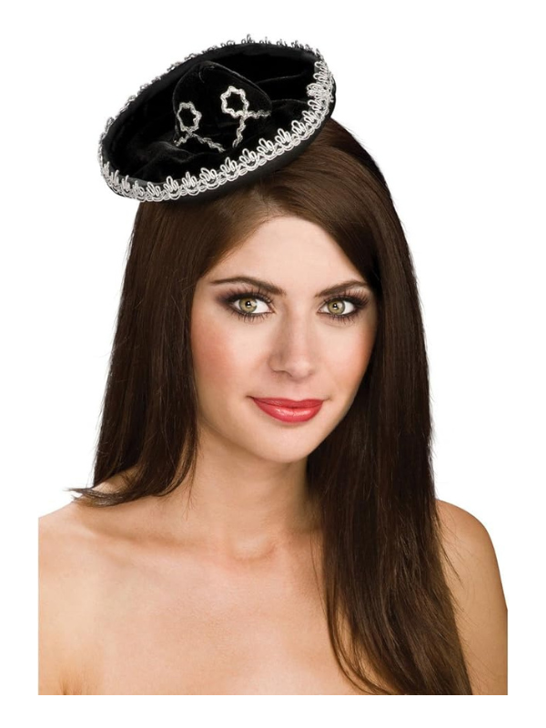 Women's Black Silver Mini Hat Costume Accessory by Masquerade