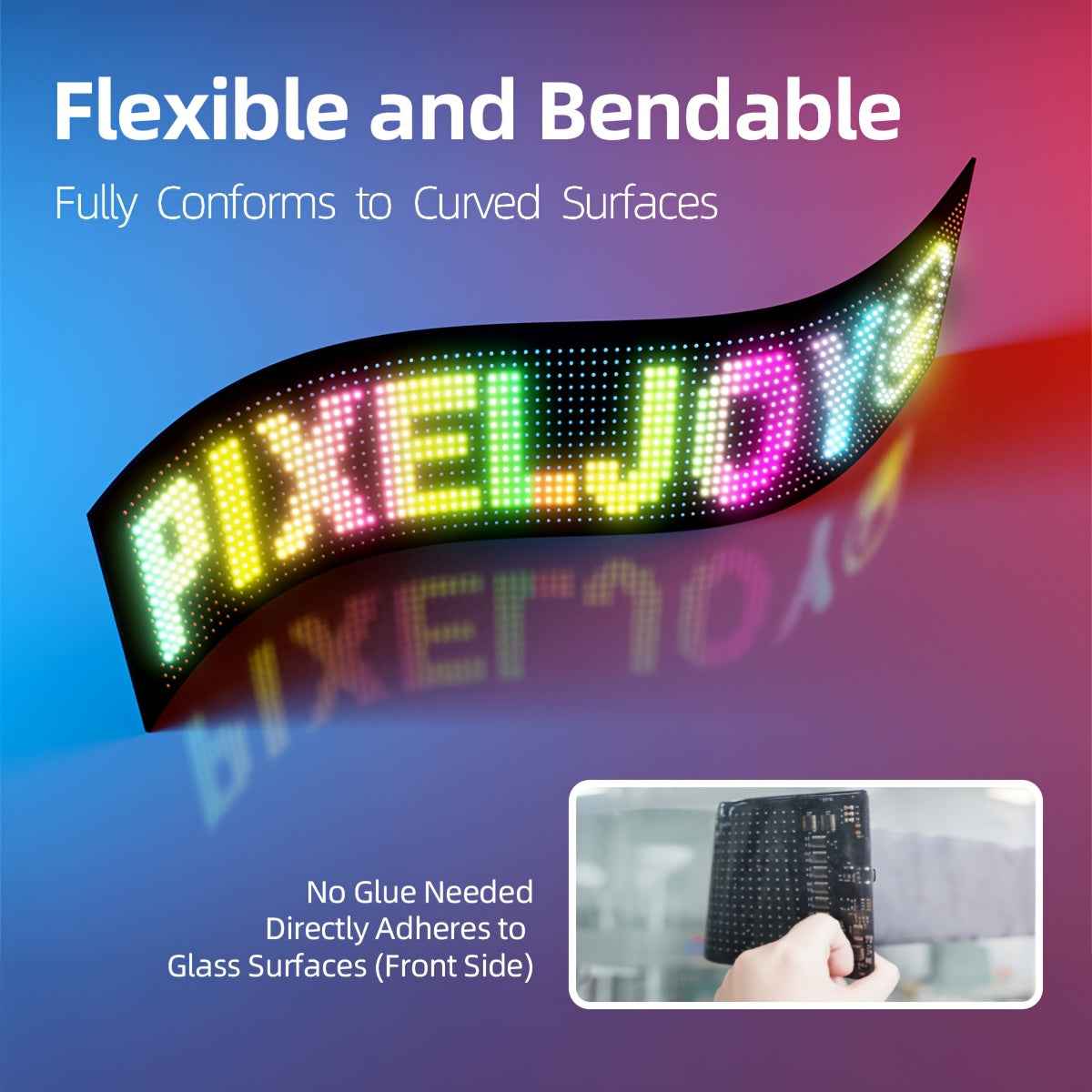 Large Programmable LED Sign with App & USB- Flexible Panel - Multicolor RGB Suitable for Indoor/Shop Decoration, Music Sync Display, Text/Animations, Wall-Mounted Panel for, Parties, Events (No)
