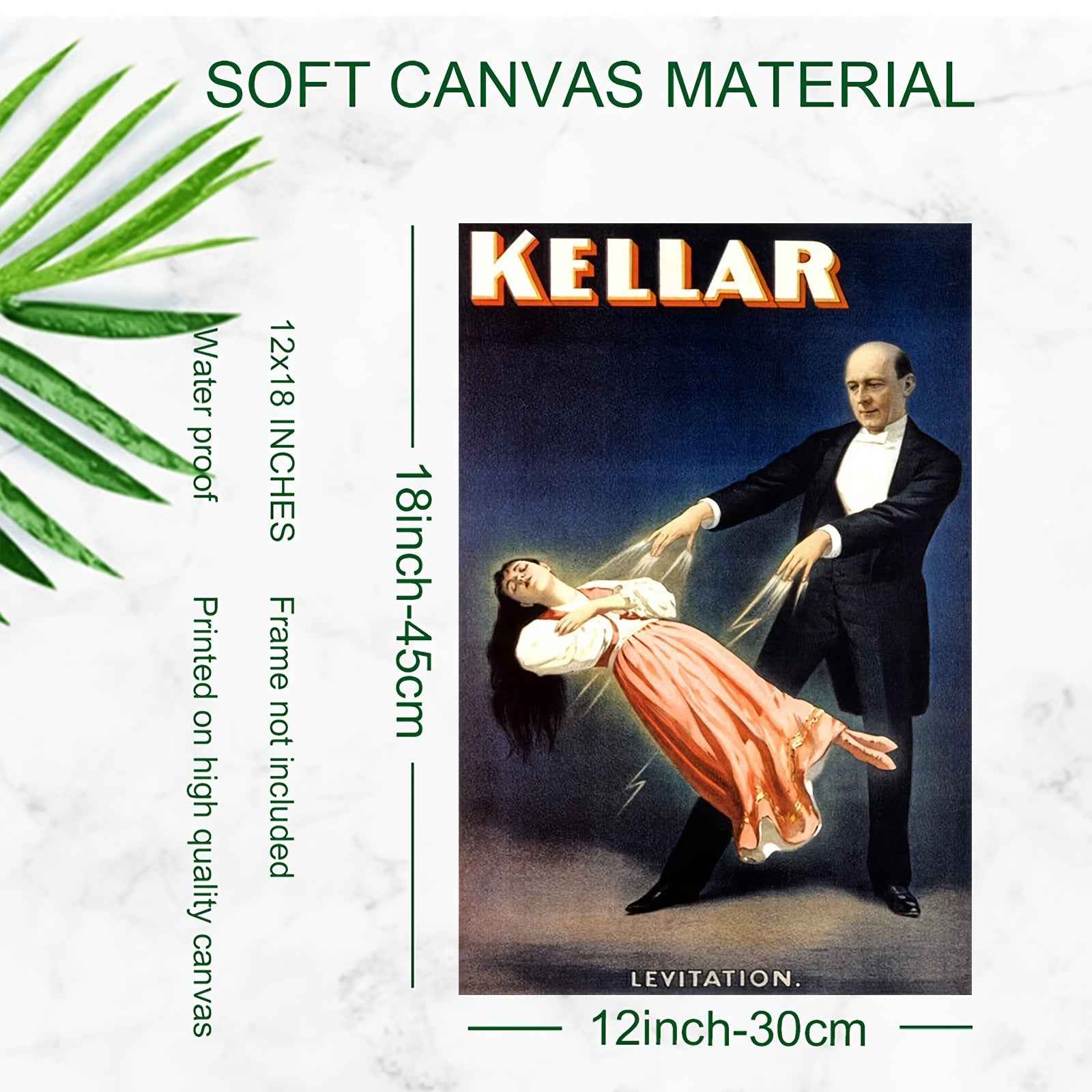 2D Flat, 2D Flat, 1pc a Vintage Magic Poster Featuring The Harry Kellar Levitation Illusion, Reproduced on Premium Canvas. This 12X18 Inch Artwork Is Perfect for Home Theaters, Performance Spaces, And As Gifts for Magic Lovers