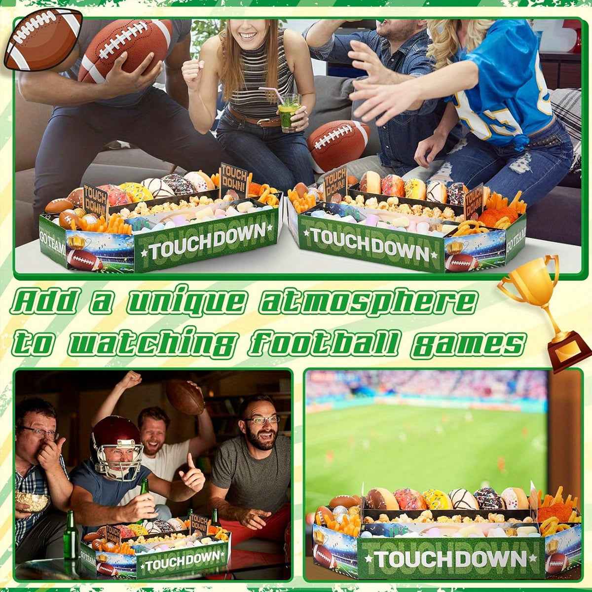 Set of 3 Party Supplies - All-In-One Tailgate, Birthday, And Celebration Snack Stadium Kit | Must-Have Football Party Decor And Gifts