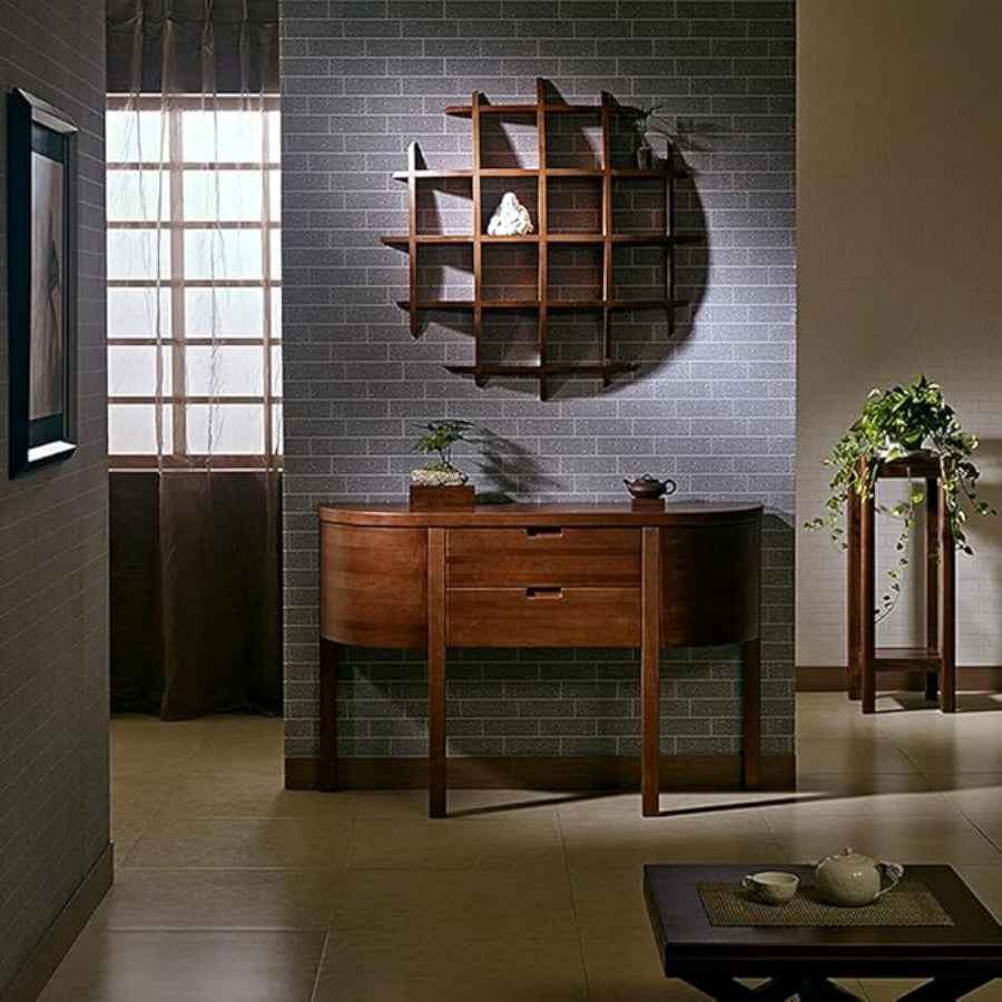Retro multi-functional solid wood storage rack, multi-slot wall-mounted cup holder, suitable for living rooms, offices, kitchens and wall decoration racks, as well as perfume storage. It features a traditional design style and is sturdy and durable