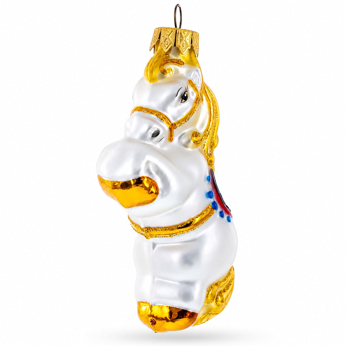 Circus Horse with Blue Saddle Glass Christmas Ornament by BestPysanky