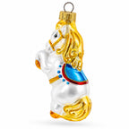 Circus Horse with Blue Saddle Glass Christmas Ornament by BestPysanky