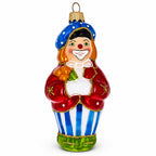 Circus Clown Holding Flowers Glass Christmas Ornament by BestPysanky