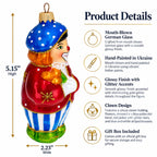 Circus Clown Holding Flowers Glass Christmas Ornament by BestPysanky