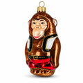 Circus Monkey in Red Shorts and Detailed Vest Glass Christmas Ornament by BestPysanky