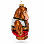 Circus Monkey in Red Shorts and Detailed Vest Glass Christmas Ornament by BestPysanky