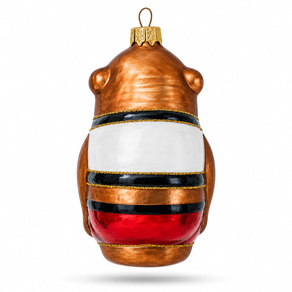 Circus Monkey in Red Shorts and Detailed Vest Glass Christmas Ornament by BestPysanky