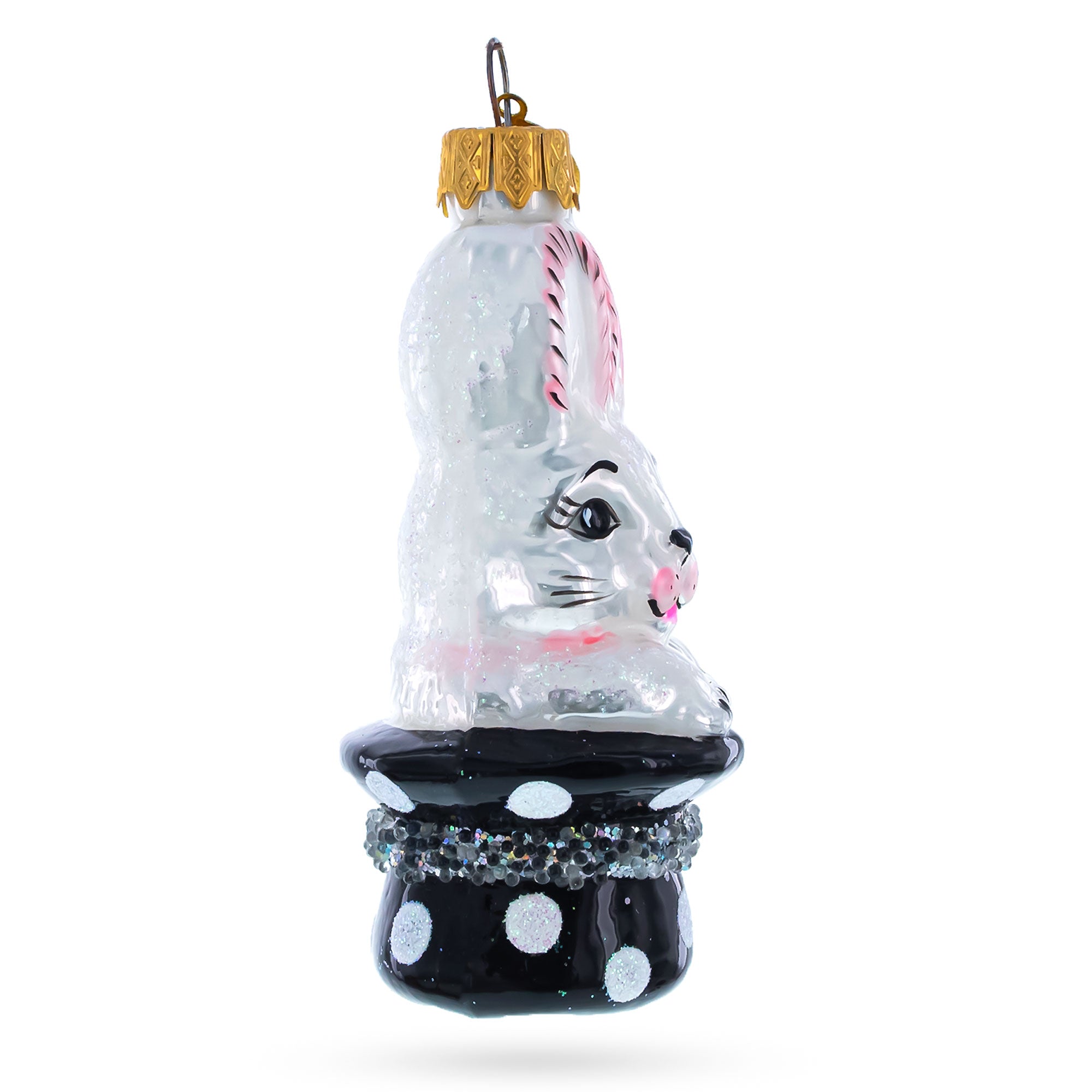 Rabbit In Magician Hat Glass Christmas Ornament - Big Tim's Magic Emporium