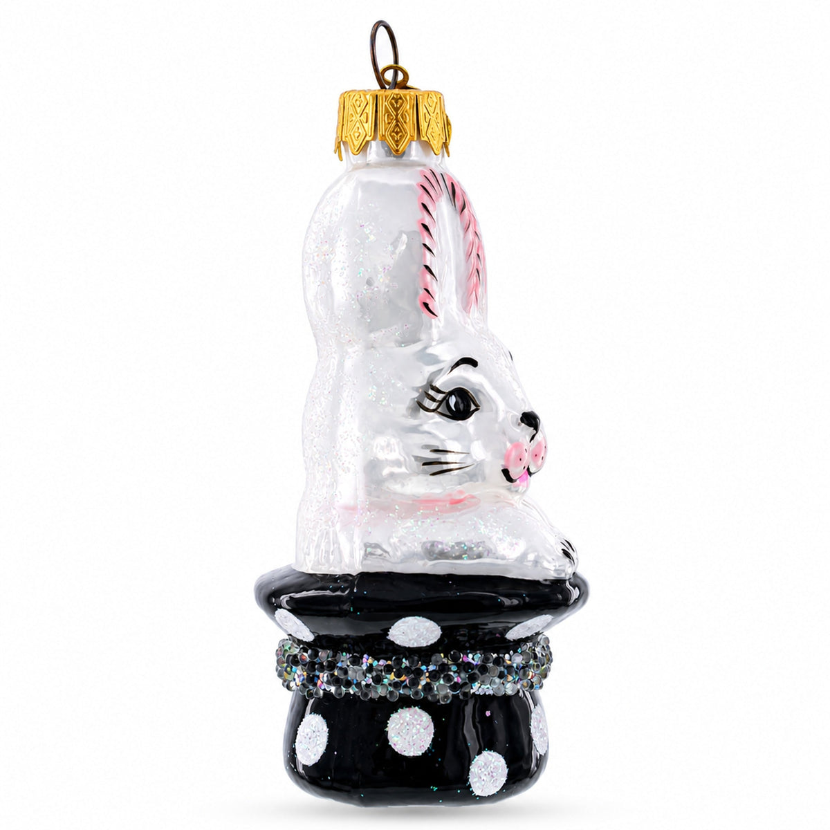 Rabbit In Magician Hat Glass Christmas Ornament by BestPysanky