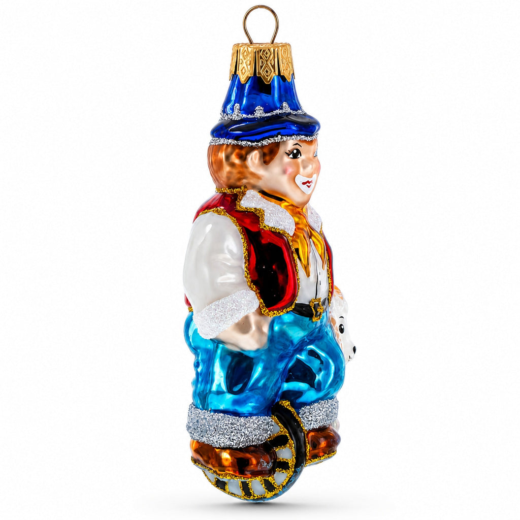 Clown Riding Wheel Glass Christmas Ornament by BestPysanky