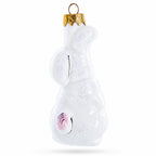 Whimsical White Bunny with Pink Ears Glass Christmas Ornament by BestPysanky