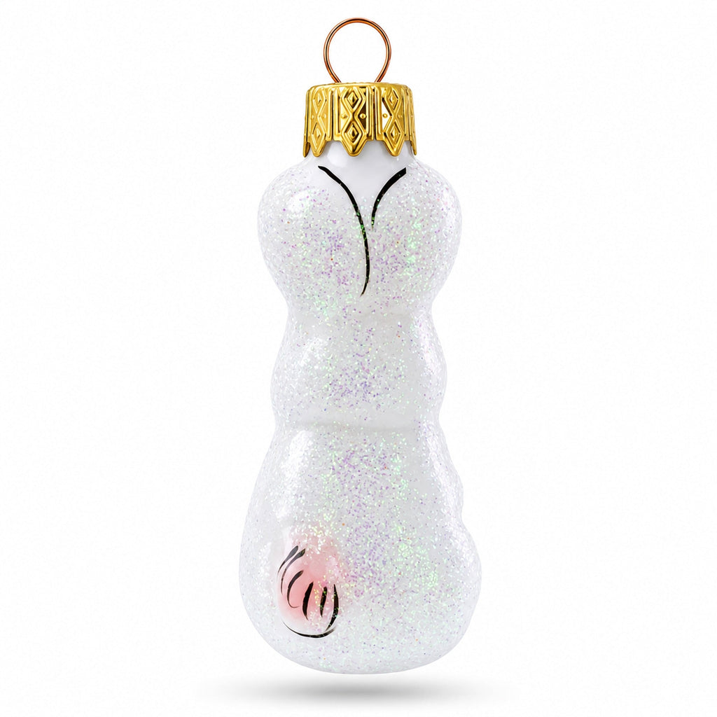 Tall Ear White Bunny Glass Christmas Ornament by BestPysanky