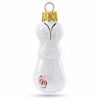 Tall Ear White Bunny Glass Christmas Ornament by BestPysanky