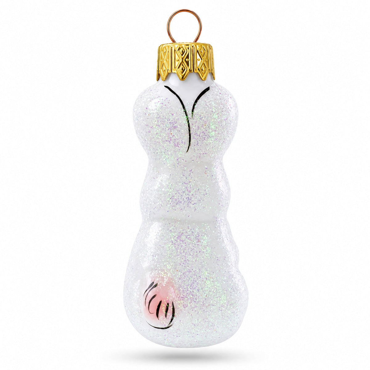 Tall Ear White Bunny Glass Christmas Ornament by BestPysanky