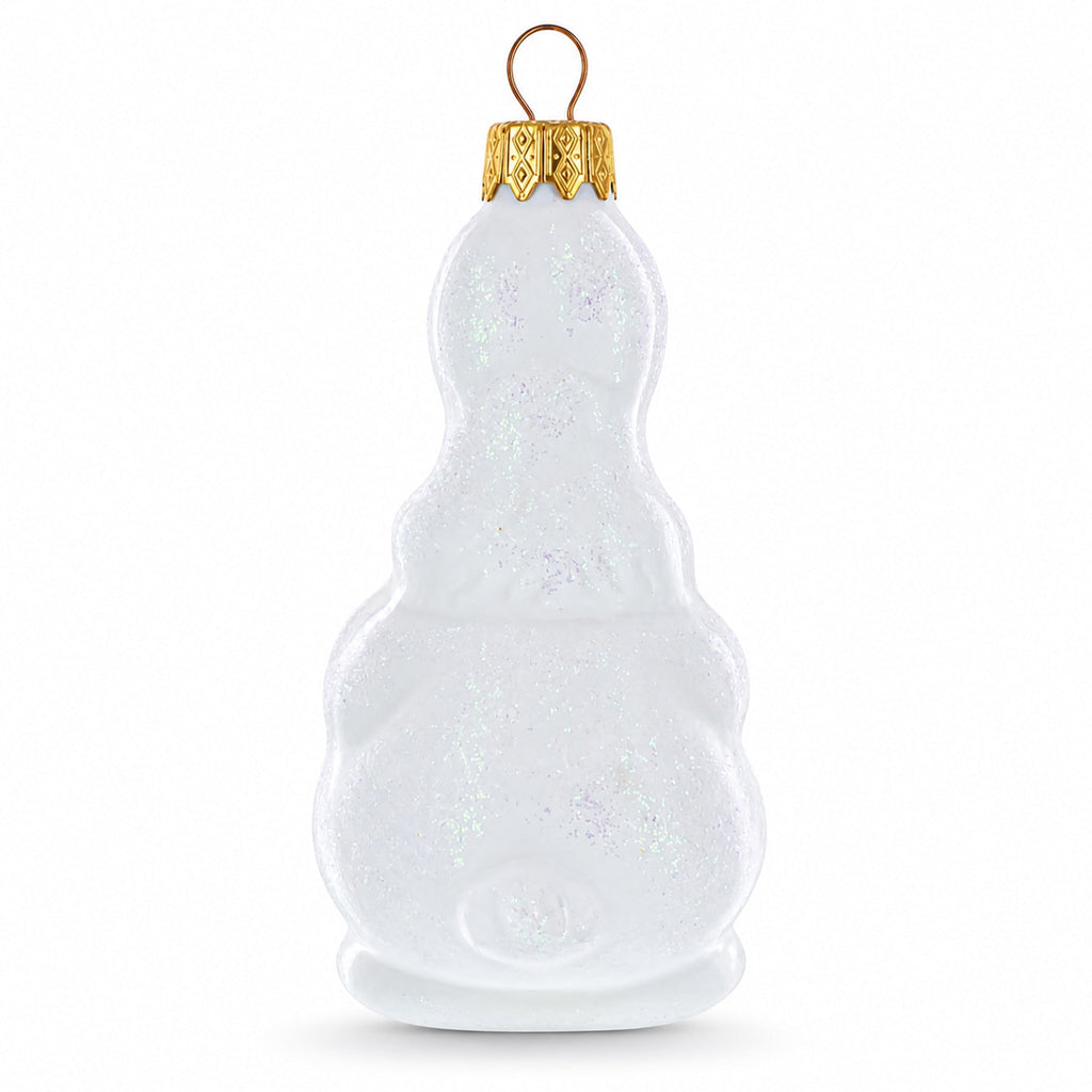 White Bunny with Timepiece Motif Glass Christmas Ornament by BestPysanky