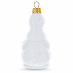 White Bunny with Timepiece Motif Glass Christmas Ornament by BestPysanky