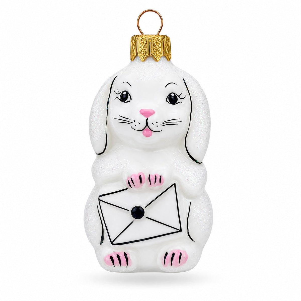 Whimsical Bunny Messenger with Envelope Glass Ornaments by BestPysanky