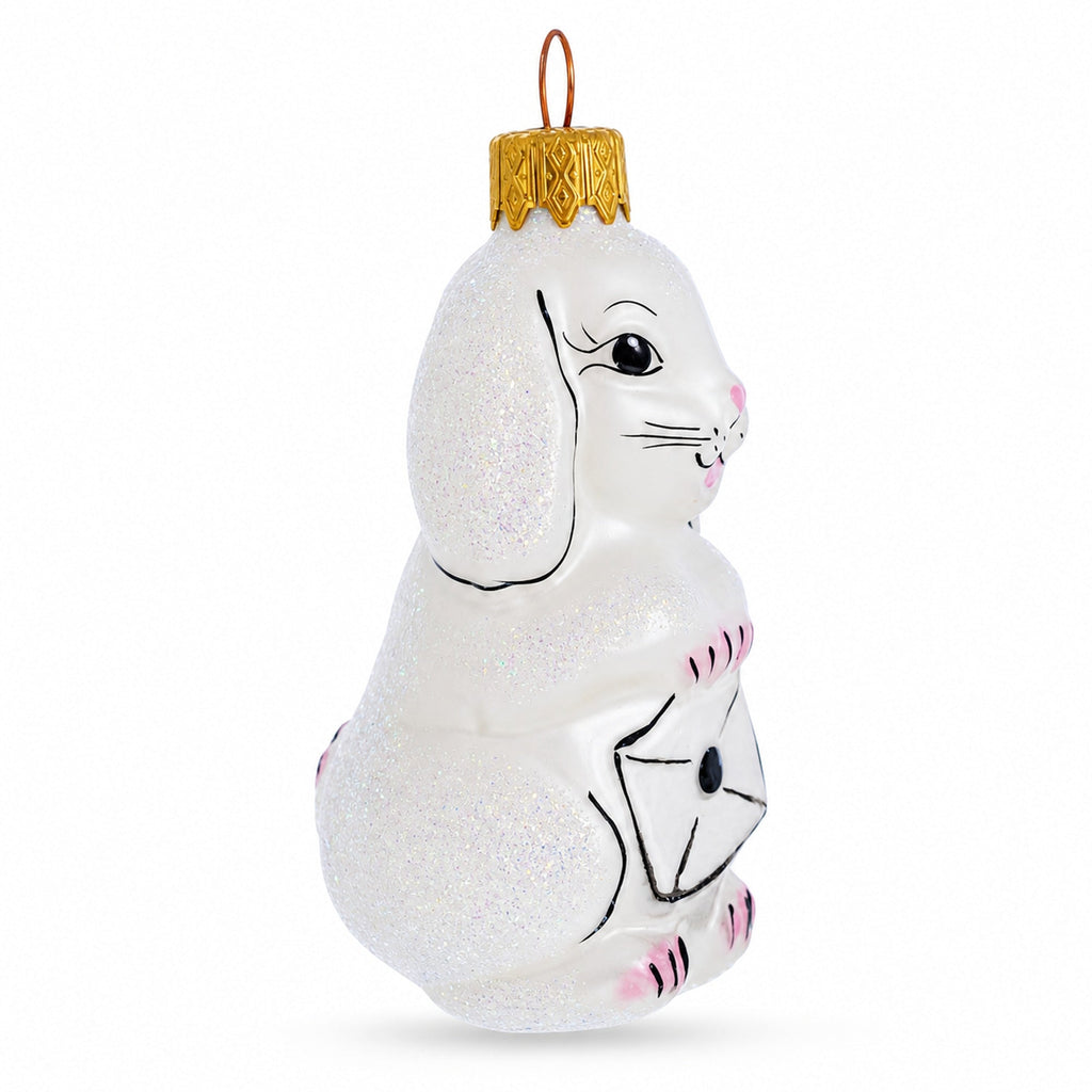 Whimsical Bunny Messenger with Envelope Glass Ornaments by BestPysanky