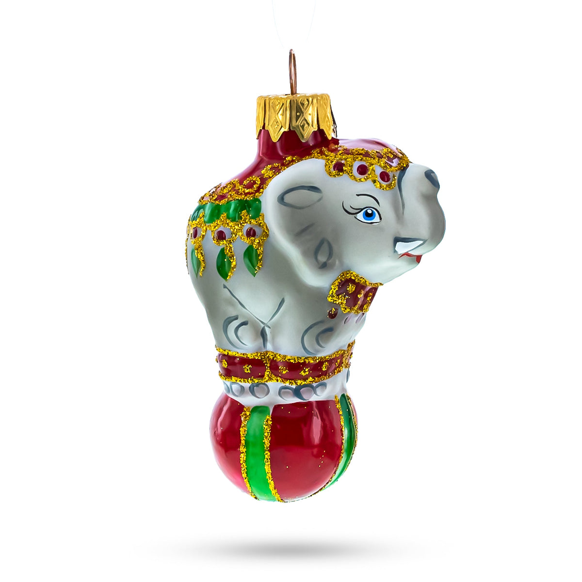 Circus Elephant on the Ball Glass Ornaments by BestPysanky