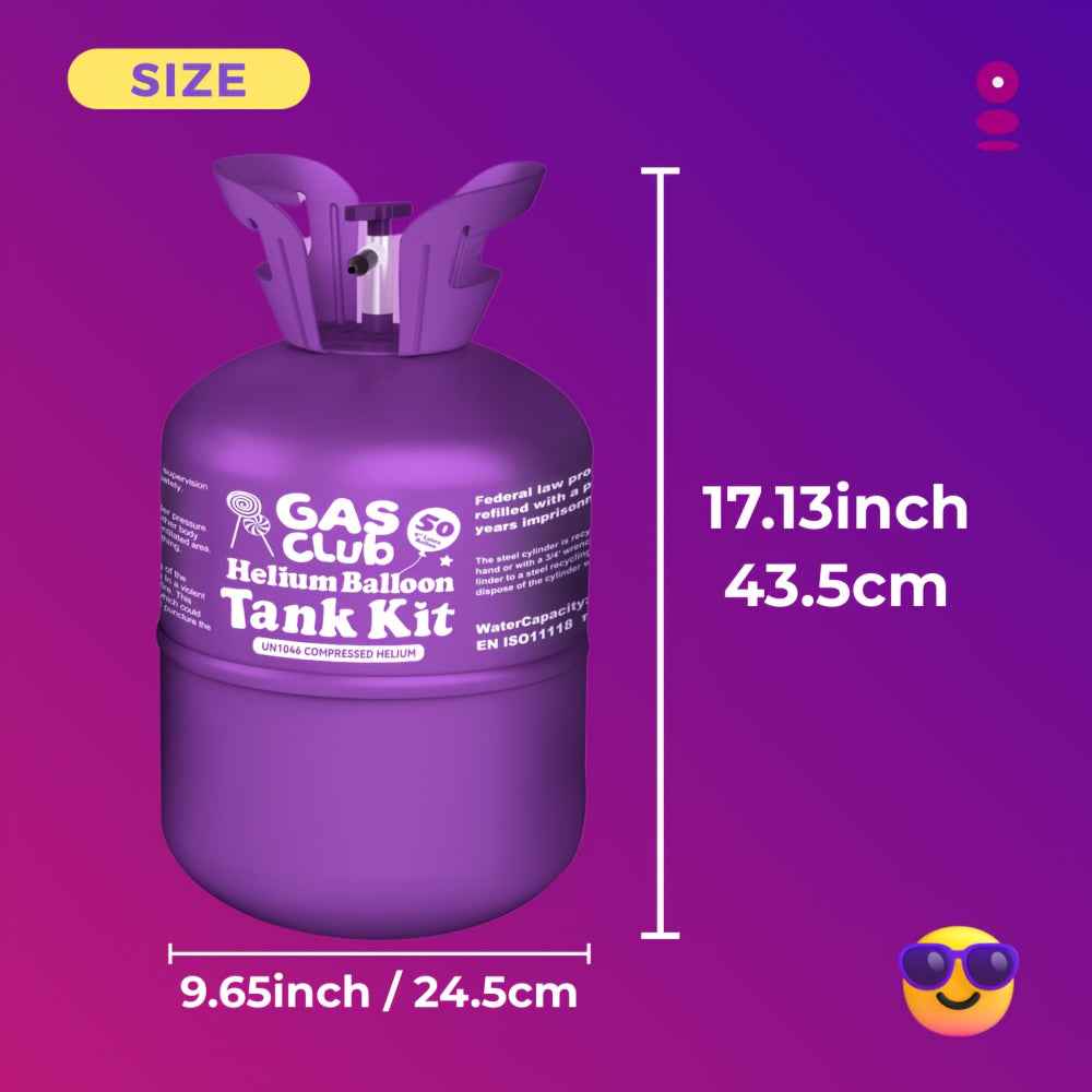 3.43gal Helium Tank Balloon Kit (Up to 50pcs X 9" Latex Balloons) Gasclub Helium Balloons Pump Kit with 50 Latex Balloons And Ribbons for Birthday Party Wedding Decoration, Birthday Celebration, Festive Occasions, Elegant Decor, Festive Ribbons