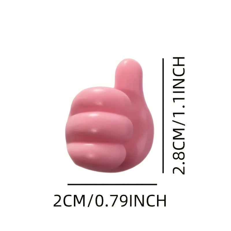 10 Thumb Shaped Hooks - Non Drilling Adhesive Hooks for Home, Kitchen, and Bedroom, Made of Plastic Material, Suitable for Charging Cables, Tables, and Drawers, Home Storage Organizer, Utility Hooks