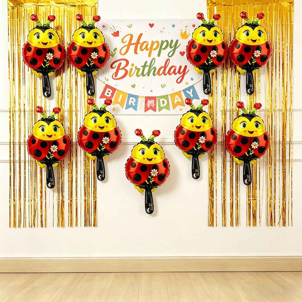 10pcs Cartoon Ladybug Foil Balloons • Suitable for Birthday Holiday Decoration • Graduation Season Back-To-School Decor