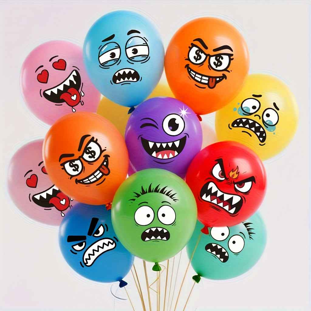 Monster Bash Latex Balloons, Anger, Crying, Greed, Confusion, Evil, Speechlessness, Fear, Happiness Face Balloons, / Birthday Party Supplies, Shower Decorations Random Pattern