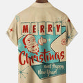 Santa Claus Vintage Geometric Atomic Print Men's Button Pocket Short Sleeve Shirt S-