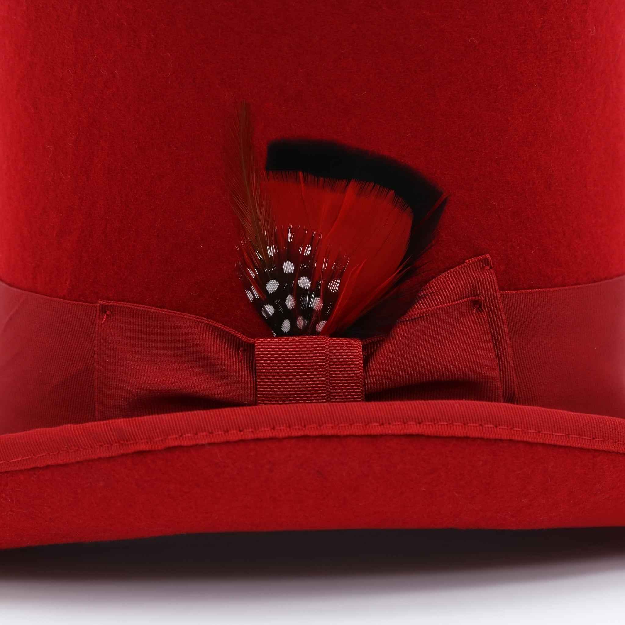 [Premium Top Hat] 2D Flat - 100% Pure Wool Women's Red High Hat, Presidential Hat, Magician's Hat, Premium Top Hat Available in Three Sizes