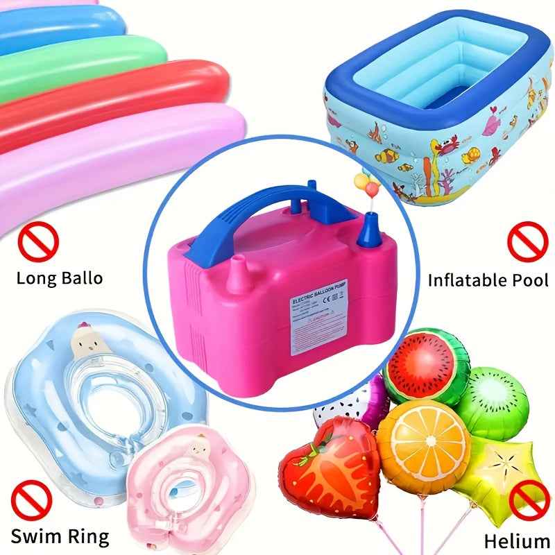 Balloon Pump, Electric Portable Air Blower with Dual Nozzles, Household, No Batteries Required, Used for Decoration and Parties, Time-Saving