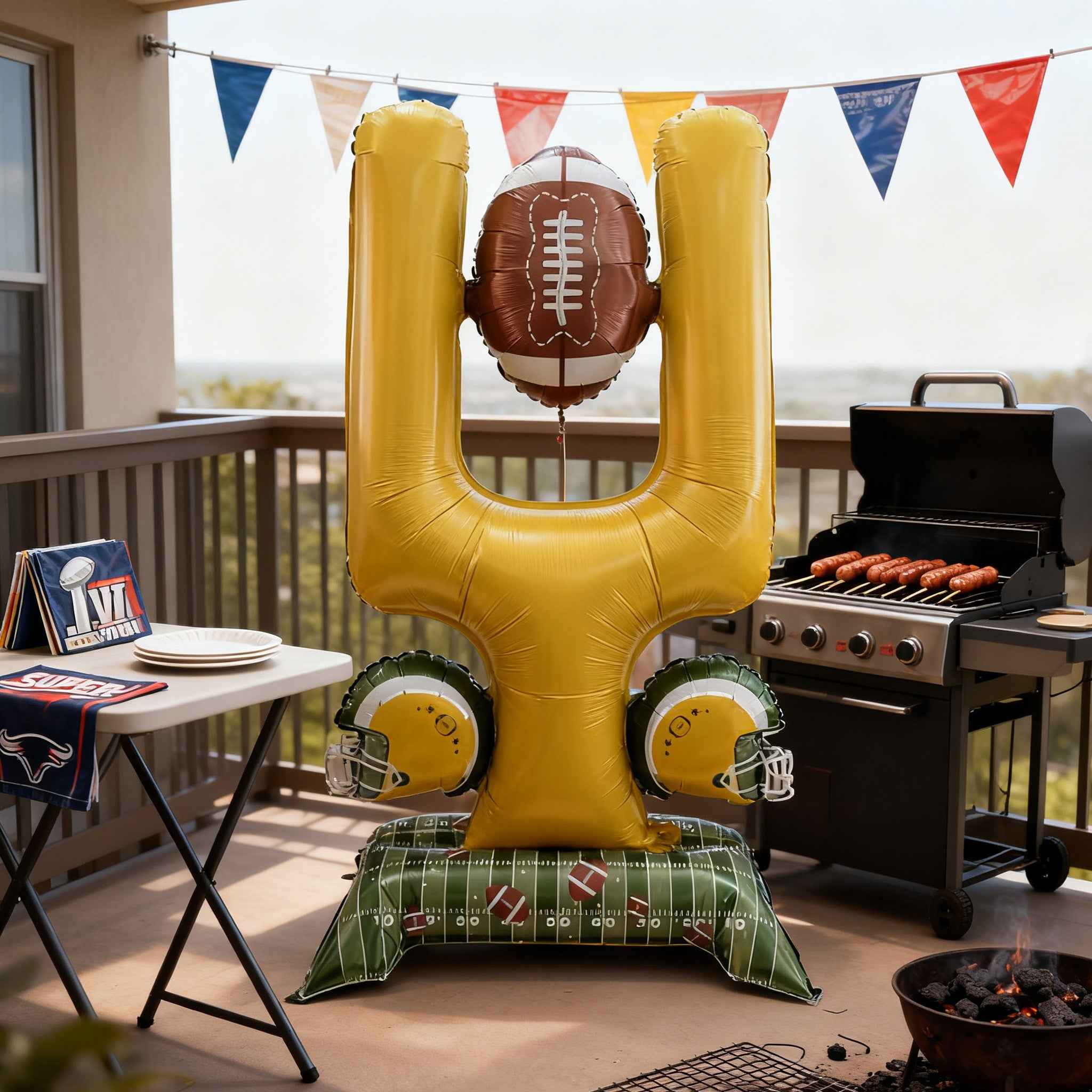 1pc 59-inch Extra-Large Standing Football Goal Post Shaped Aluminum Film Balloon | American Football Theme Party Decoration, Event Party Decor, ' Birthday Decoration
