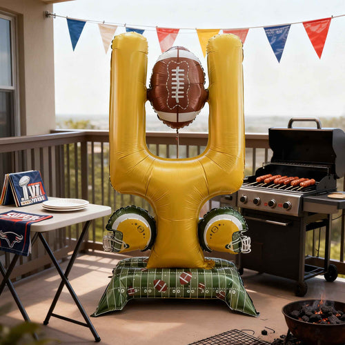 1pc 59-inch Extra-Large Standing Football Goal Post Shaped Aluminum Film Balloon | American Football Theme Party Decoration, Event Party Decor, ' Birthday Decoration