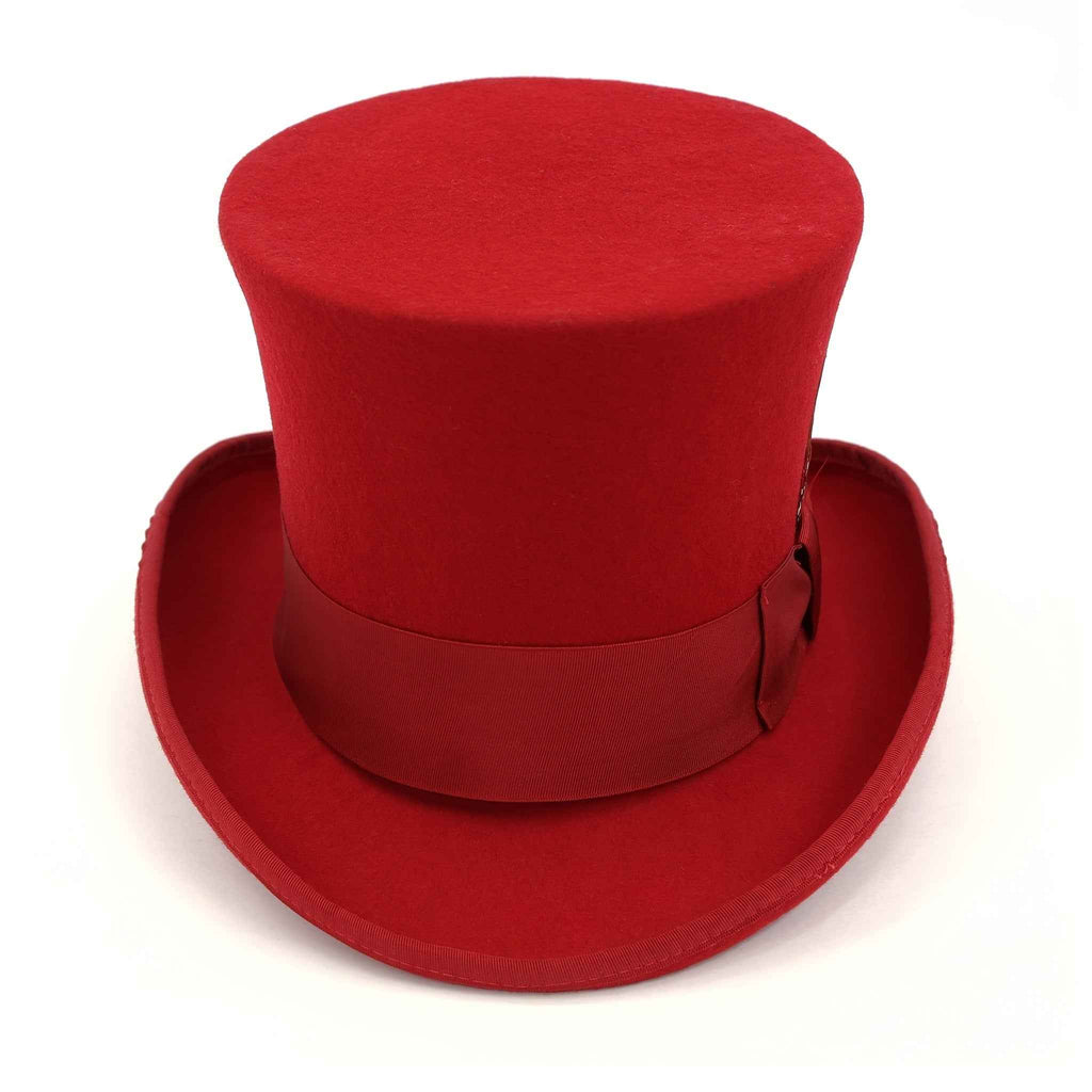 [Premium Top Hat] 2D Flat - 100% Pure Wool Women's Red High Hat, Presidential Hat, Magician's Hat, Premium Top Hat Available in Three Sizes