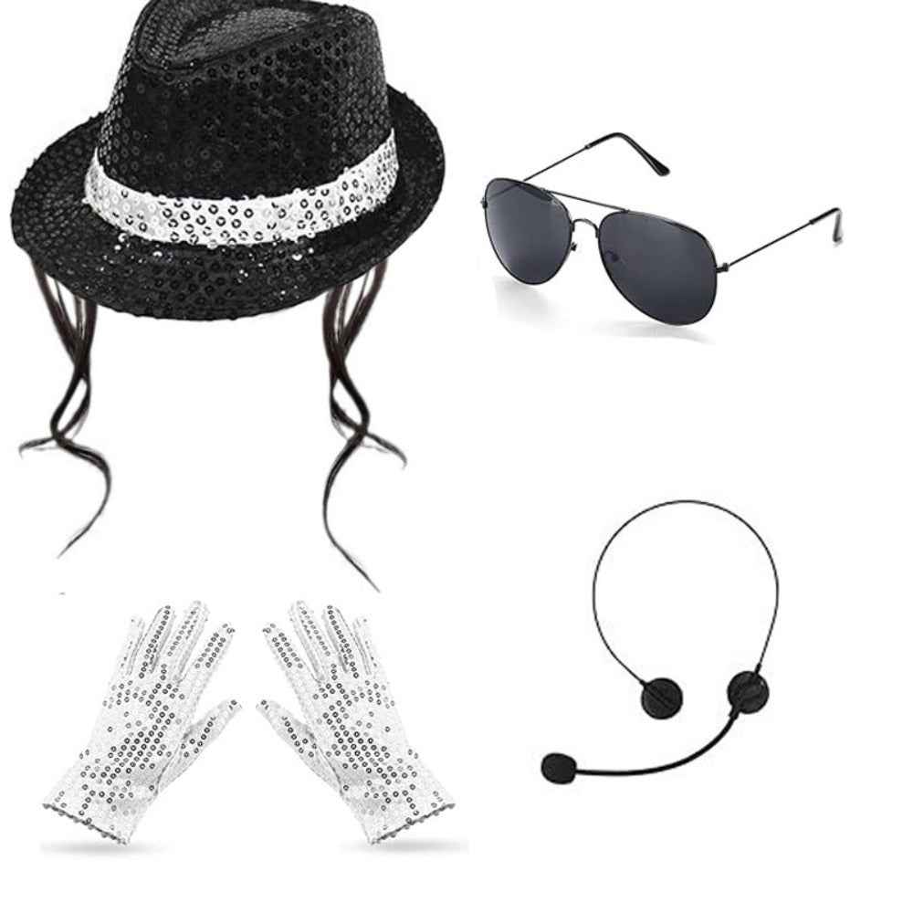 Glasses Earplug Badge Costume Set Agent Style Prop for Wedding Party Decor