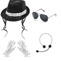Glasses Earplug Badge Costume Set Agent Style Prop for Wedding Party Decor