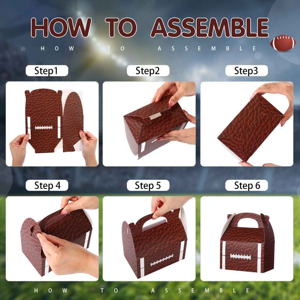 30pcs Football Party Favor Box - Party Favor Bag with Handle, Candy And Snack Gift Bag, Basketball And Football Party Supplies