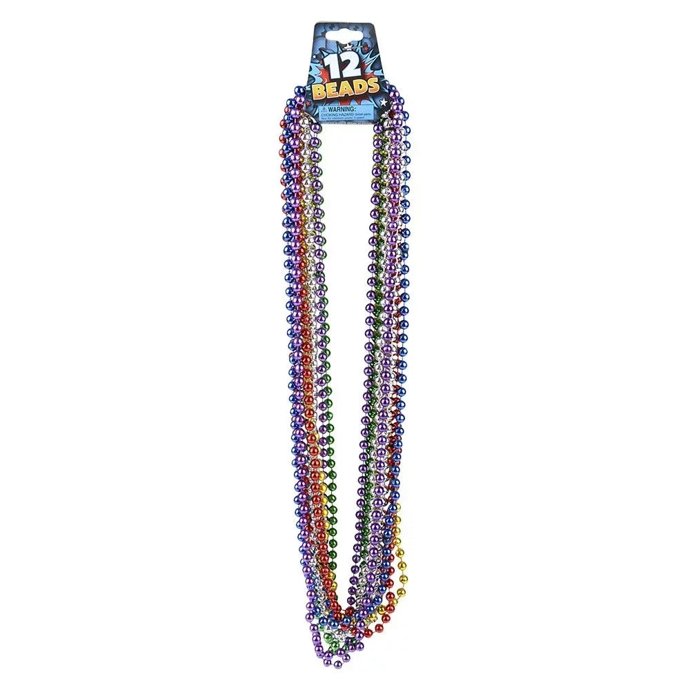 Mardi Gras Metallic Beads - 1 Dozen by Masquerade