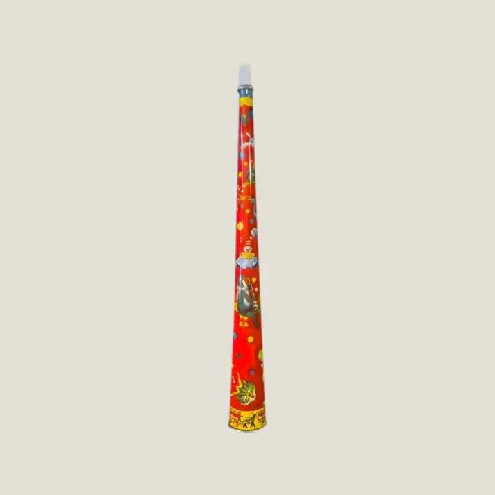 Large NOS 1960s World Circus Tin Horn Noisemaker 🎪 Colorful Clowns Animals Balloons