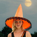Bow Pointed Flower Lace Around Halloween Witch Hat by Madeline Love