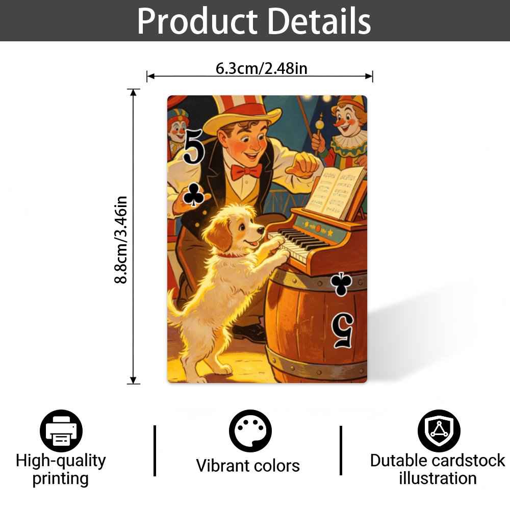 1 Set (52 Cards   2 Jokers) for Playing Card Games, CMD Funny Clown Themed Standard Playing Cards Deck, 52-Card Poker Deck Card Game for Game Night Party Supplies, Collectible Gift Set for Adult Cardistry Enthusiasts