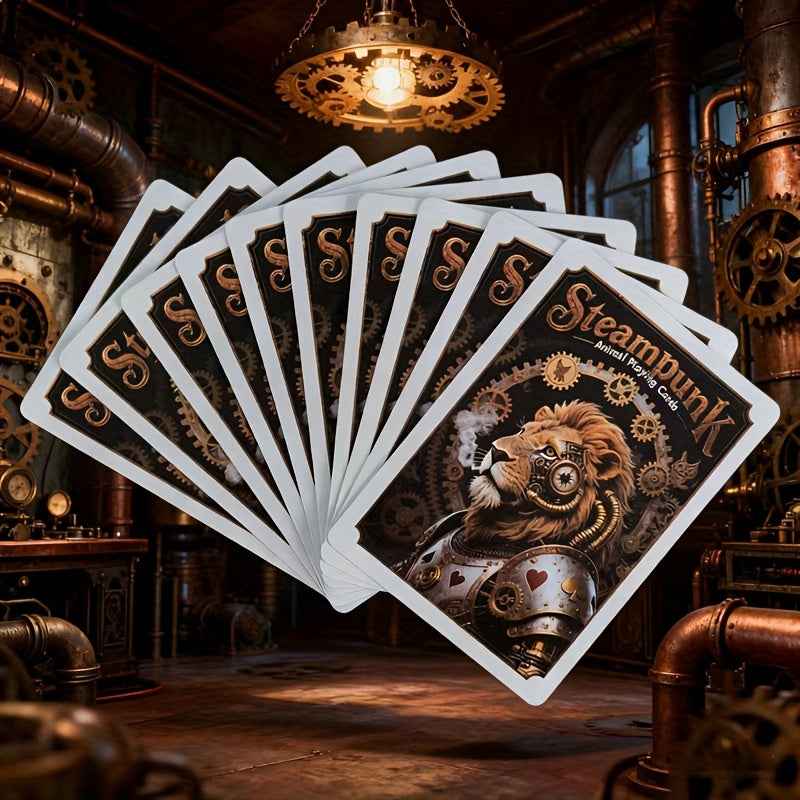 Steampunk Animal Playing Cards: A Mechanical Artwork That Narrates a Tale - an Ideal Surprise Present for Enthusiasts of Mechanics And Gamers. High-Quality Luxurious Feel, Perfect for Gifting And Party Fun