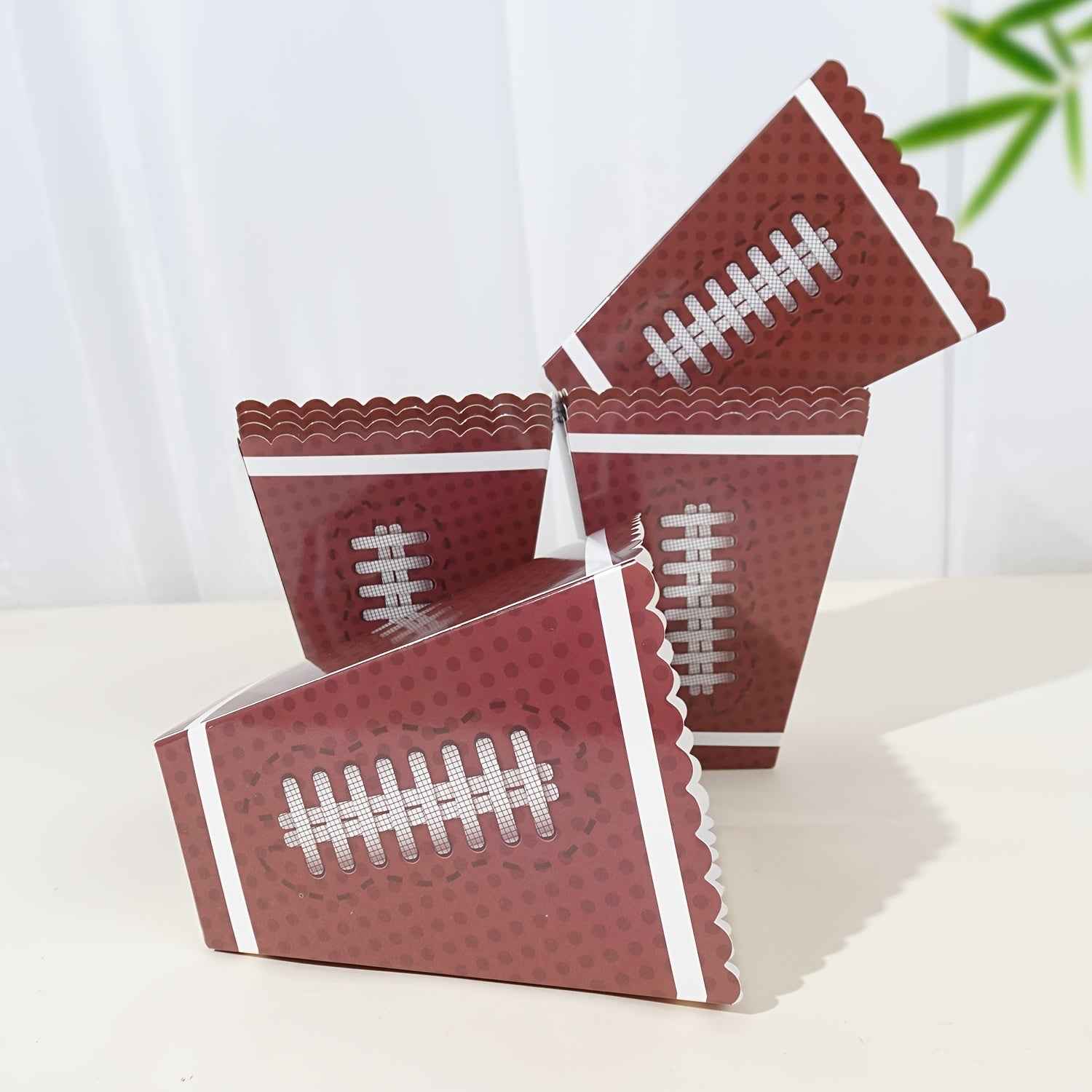 24pcs Football Popcorn Box | 300g Heavy Paper Football Party Supplies Paper Snack Cup Sports Theme Disposable Popcorn Bowl | Suitable for Birthday Sports Events | Birthday Parties | Snack Service Tray Suitable for Pancake Hot Dog Football Match Day