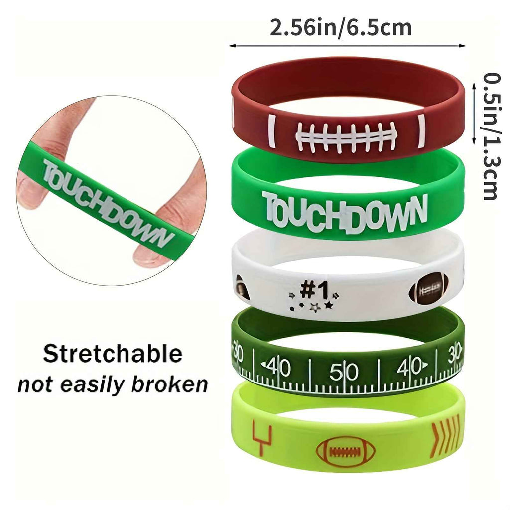 [Christmas Gifts] 30pcs Football Silicone Bracelets - Motivational Wristbands With Team Logo & Player Number Design, Durable Sport-Themed Party Favors For Birthdays, Christmas Gifts, Sports Events