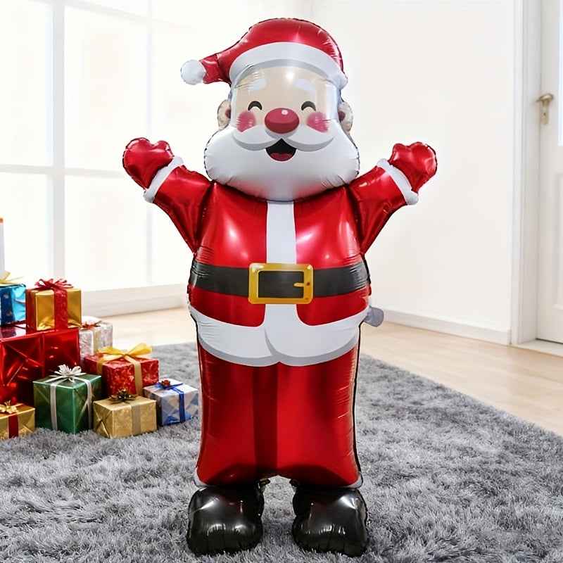70-Inch Standing Santa Claus Foil Balloon - Festive Christmas Decor for Indoor Holiday Atmosphere