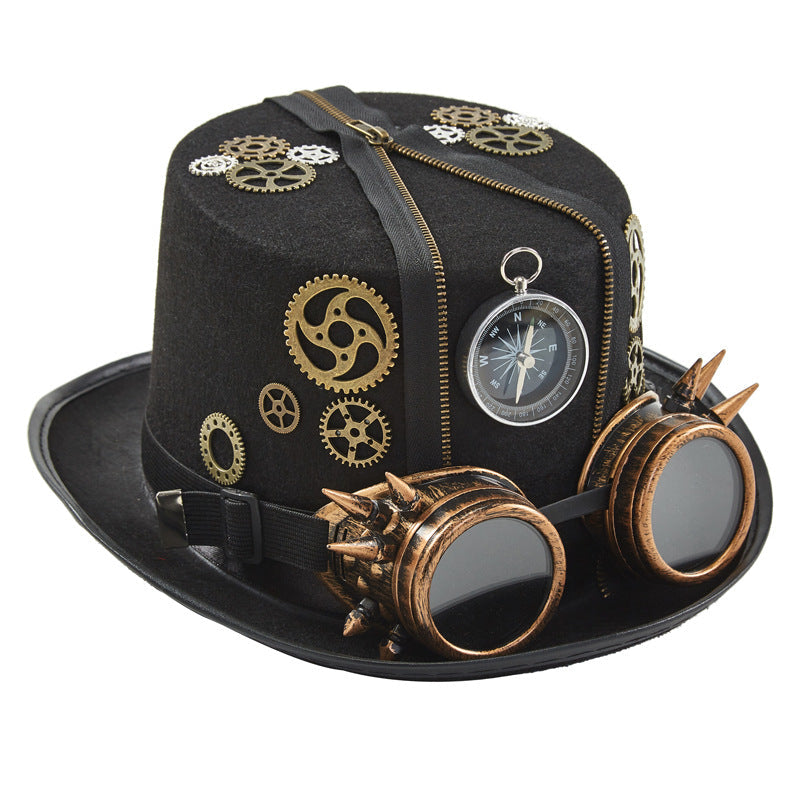 Punk Style Retro Compass Zipper Gear Glasses Magic Hat by My Store