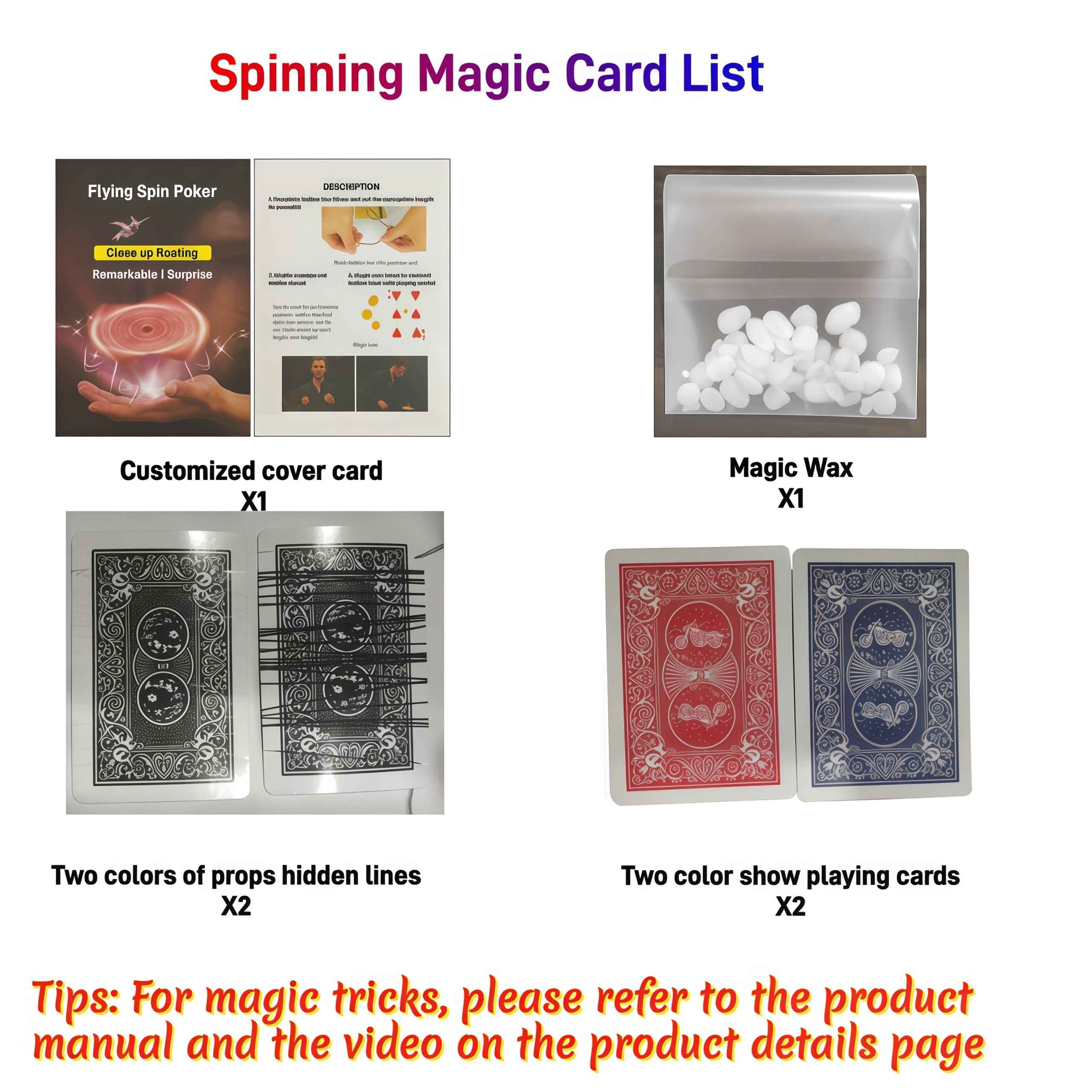 3pcs Levitating Magic Poker Prop with Invisible Thread and wax - Close-up Magic Levitating set for party entertainment and magic shows, suitable for age 14